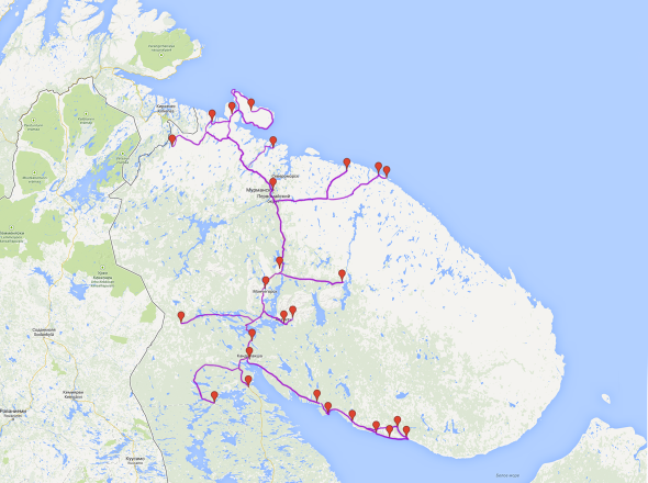 Карта кольского полуострова с достопримечательностями